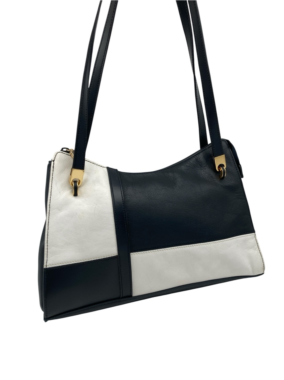 Vintage Aurielle Colorblock Checker Leather Shoulder Bag